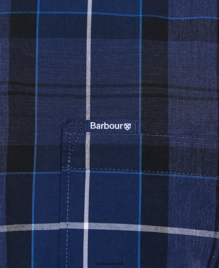 roupas Barbour camisa sob medida de sândalo azul escuro homens NH4442318