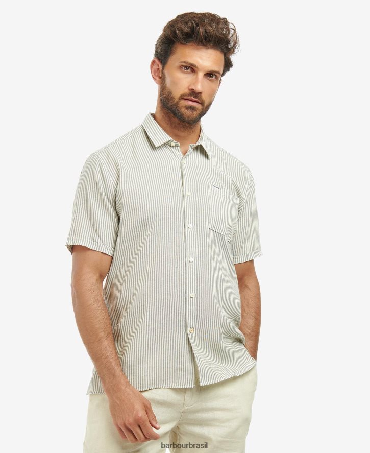 roupas Barbour camisa sob medida deerpark Oliva homens NH4442487