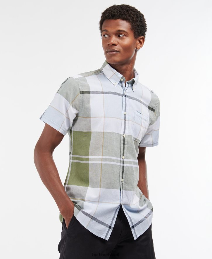 roupas Barbour camisa sob medida douglas manga curta marinha de verão homens NH4442352