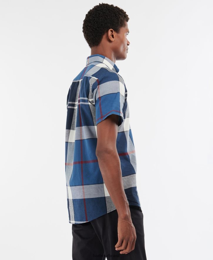 roupas Barbour camisa sob medida douglas manga curta marinha de verão homens NH4442354