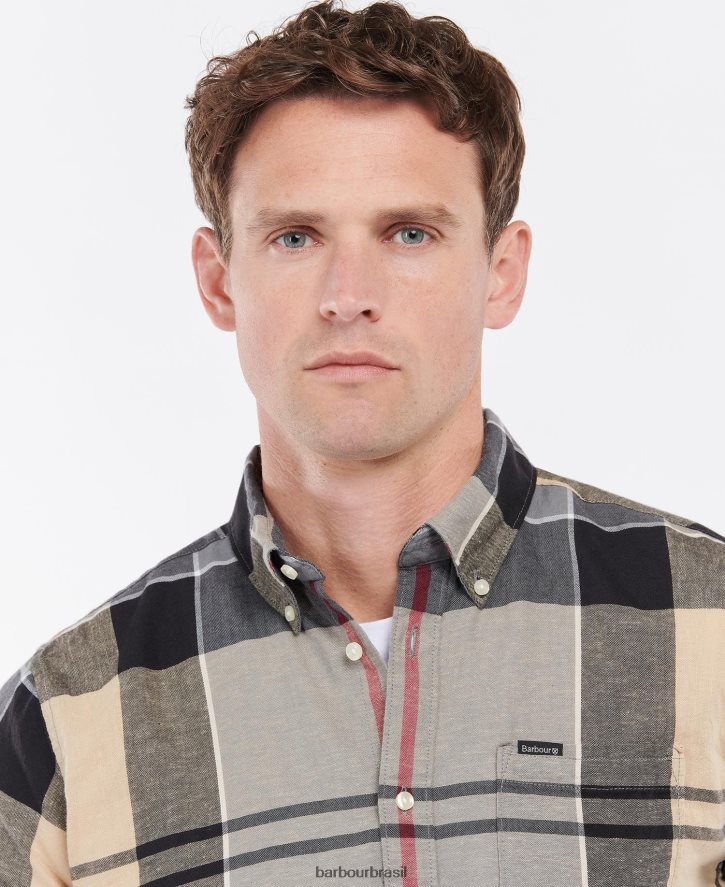 roupas Barbour camisa sob medida douglas manga curta marinha de verão homens NH4442363