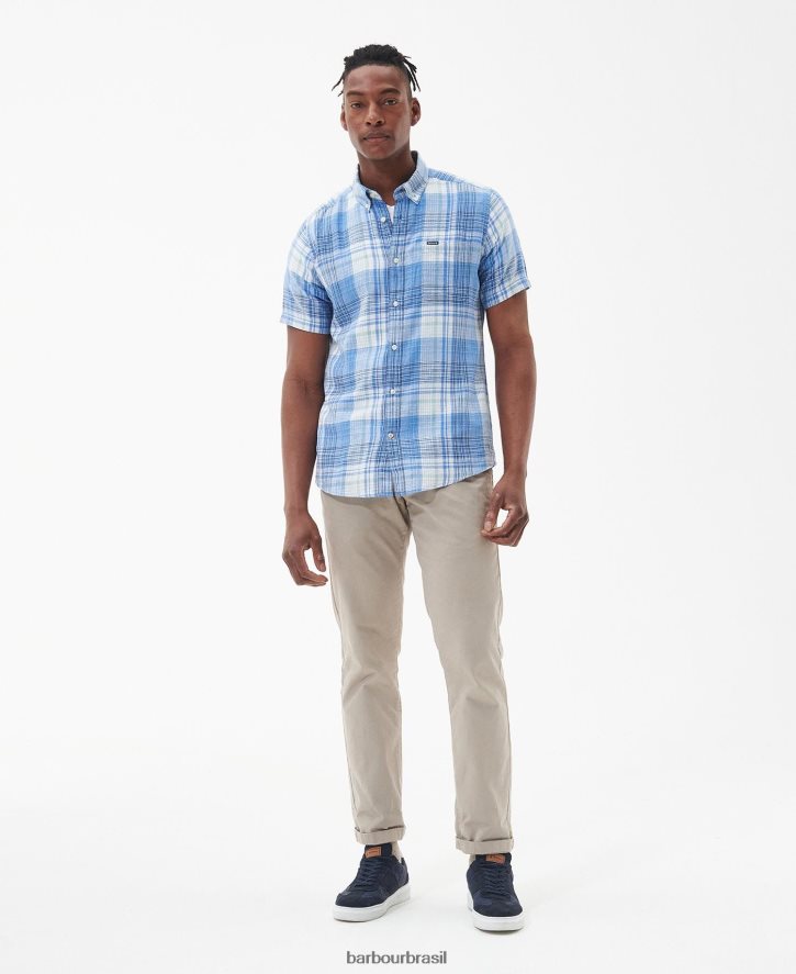 roupas Barbour camisa sob medida ellerburn branco clássico homens NH4442368