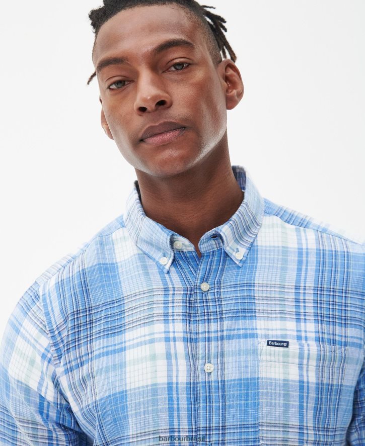 roupas Barbour camisa sob medida ellerburn branco clássico homens NH4442368