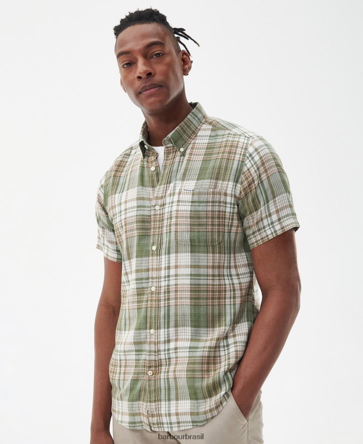 roupas Barbour camisa sob medida ellerburn branco clássico homens NH4442404