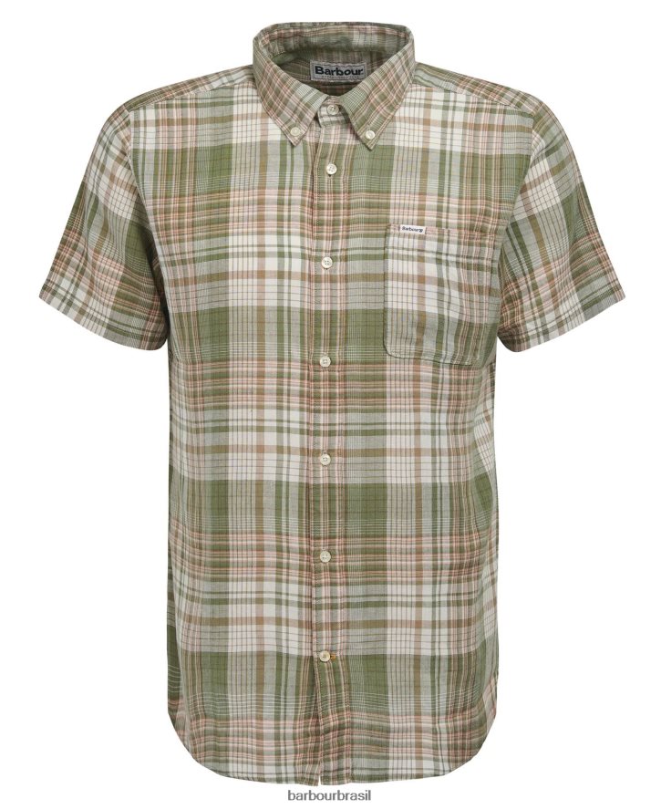 roupas Barbour camisa sob medida ellerburn branco clássico homens NH4442404