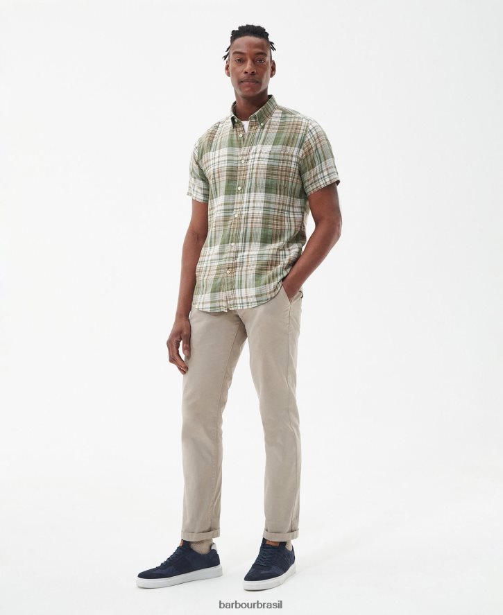 roupas Barbour camisa sob medida ellerburn branco clássico homens NH4442404