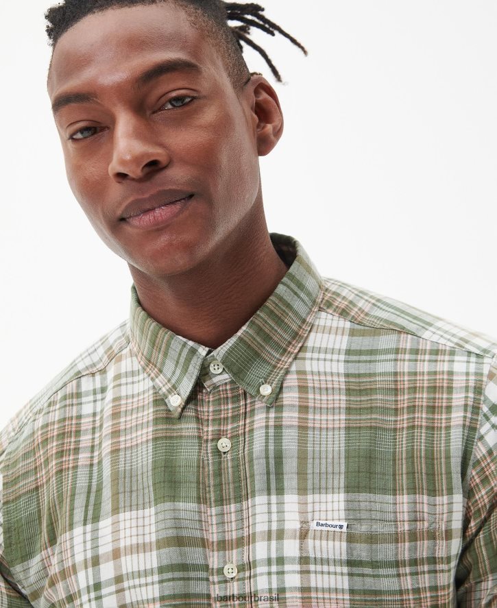 roupas Barbour camisa sob medida ellerburn branco clássico homens NH4442404