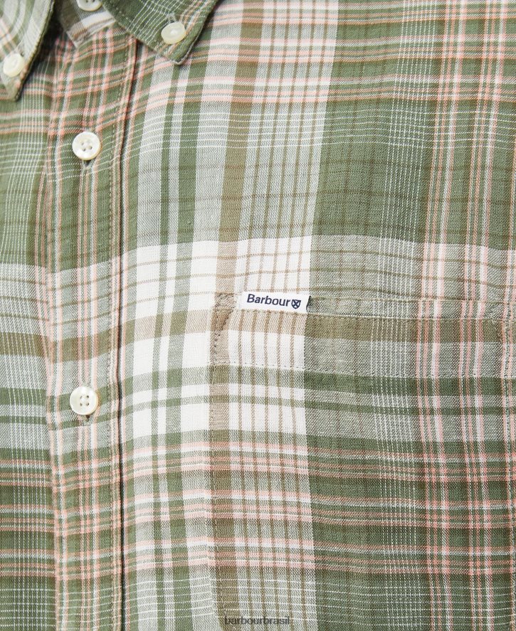 roupas Barbour camisa sob medida ellerburn branco clássico homens NH4442404