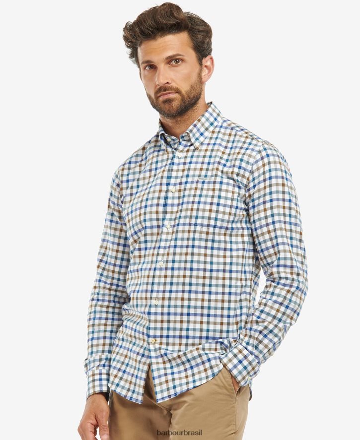 roupas Barbour camisa sob medida fawdon pedra homens NH4442466