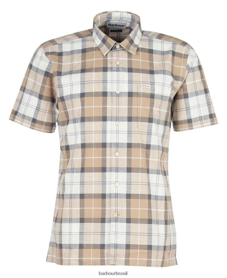 roupas Barbour camisa sob medida gordon manga curta tartan de areia homens NH4442442