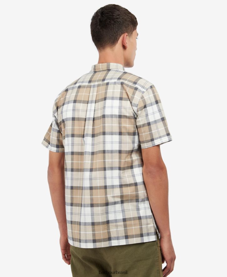 roupas Barbour camisa sob medida gordon manga curta tartan de areia homens NH4442442