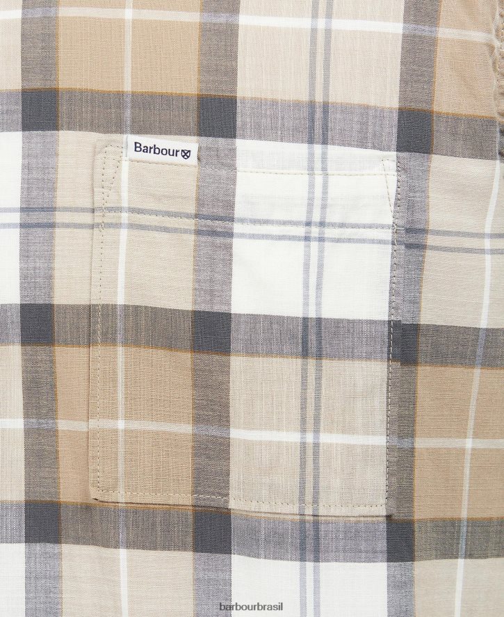roupas Barbour camisa sob medida gordon manga curta tartan de areia homens NH4442442