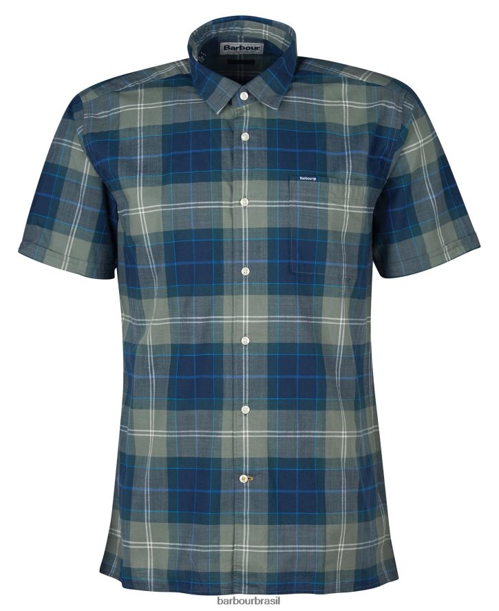 roupas Barbour camisa sob medida gordon manga curta tartan de areia homens NH4442445