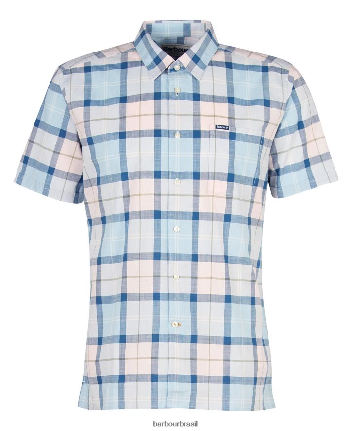 roupas Barbour camisa sob medida gordon manga curta tartan de areia homens NH4442448