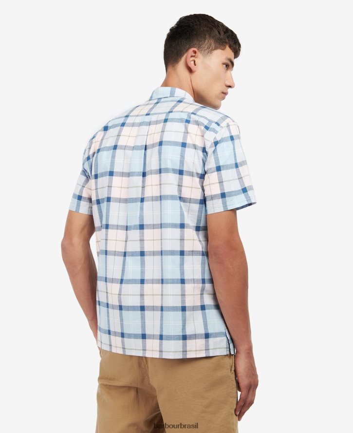 roupas Barbour camisa sob medida gordon manga curta tartan de areia homens NH4442448