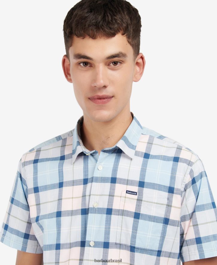 roupas Barbour camisa sob medida gordon manga curta tartan de areia homens NH4442448