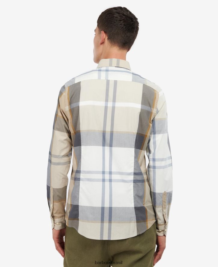 roupas Barbour camisa sob medida harris kielder tartan azul homens NH4442359