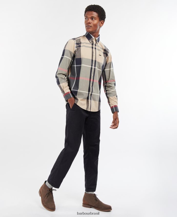 roupas Barbour camisa sob medida harris marinha de verão homens NH4442306