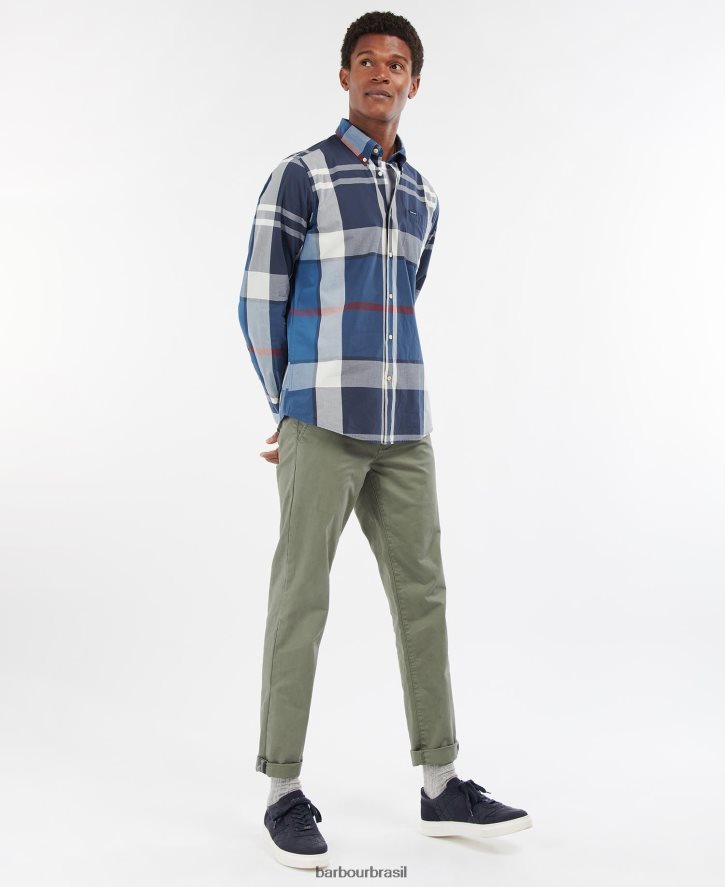 roupas Barbour camisa sob medida harris marinha de verão homens NH4442337
