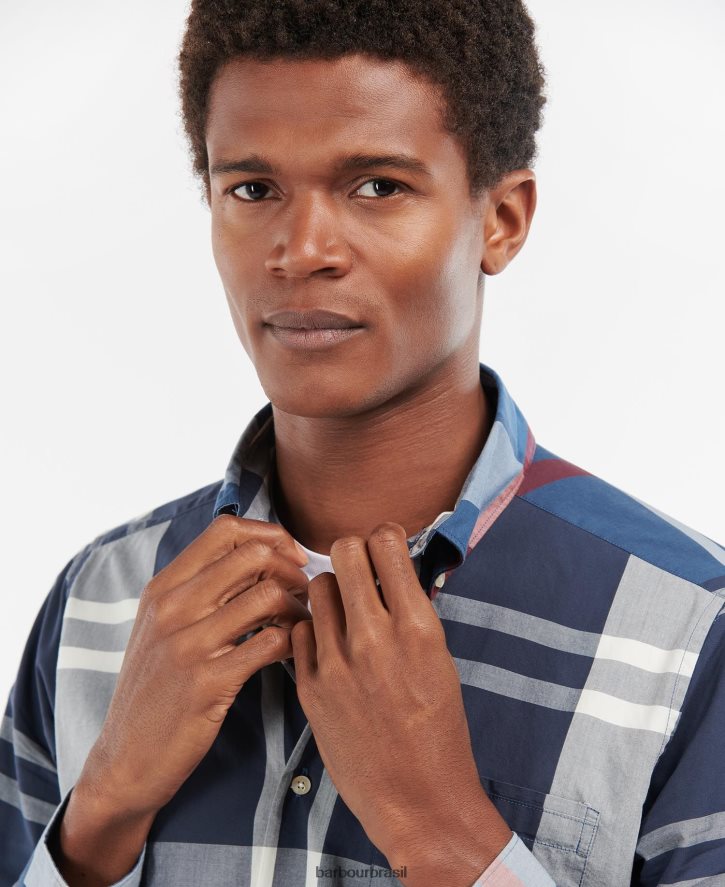 roupas Barbour camisa sob medida harris marinha de verão homens NH4442337