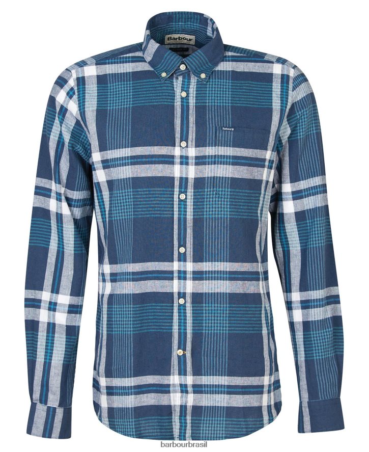 roupas Barbour camisa sob medida hdson marinho clássico homens NH4442491