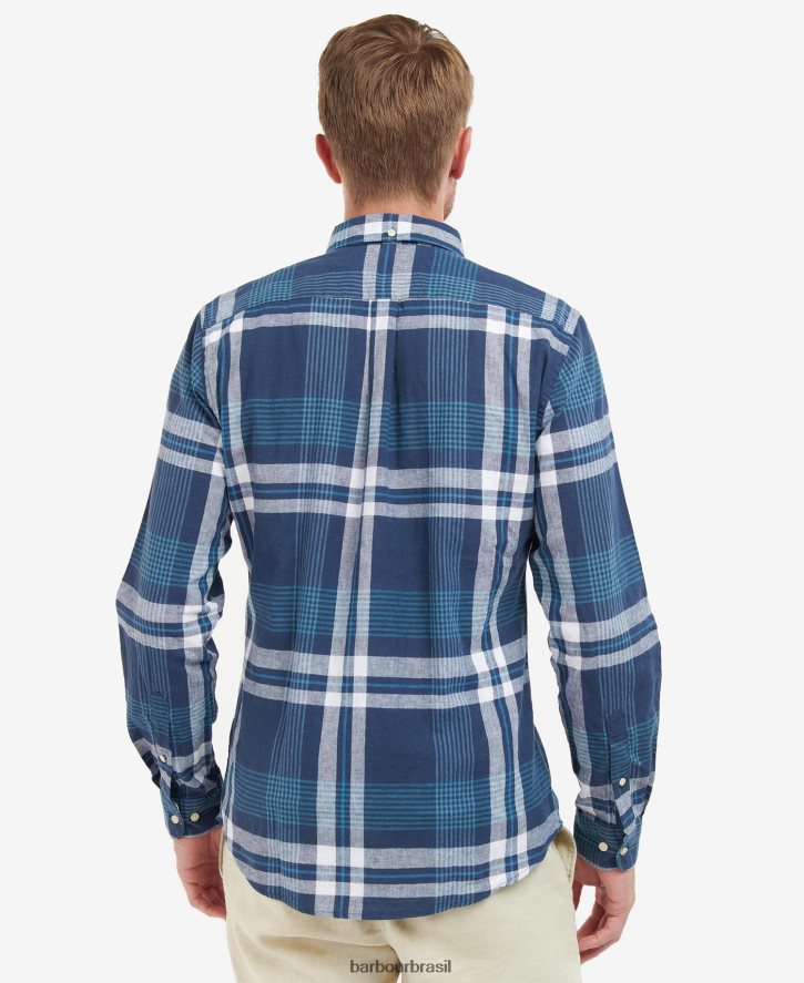 roupas Barbour camisa sob medida hdson marinho clássico homens NH4442491