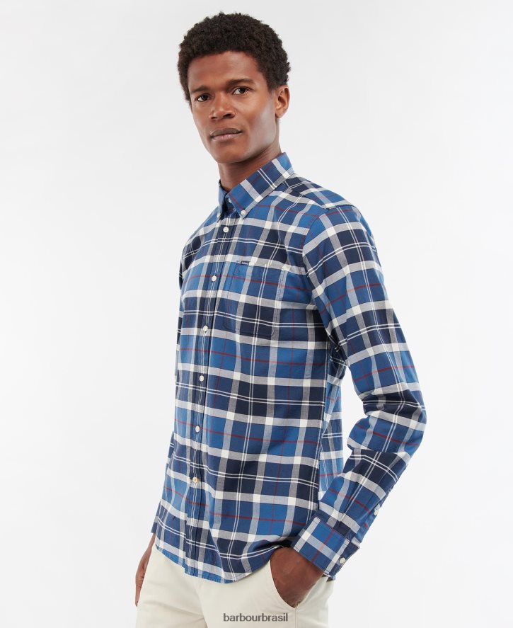 roupas Barbour camisa sob medida lewis marinha de verão homens NH4442427