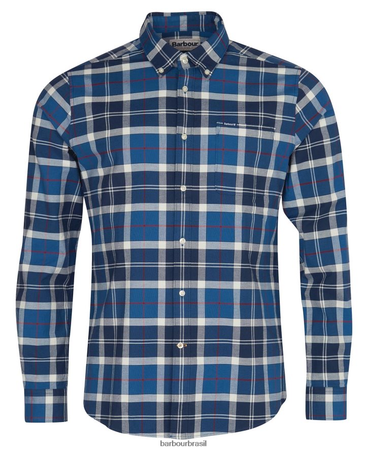 roupas Barbour camisa sob medida lewis marinha de verão homens NH4442427