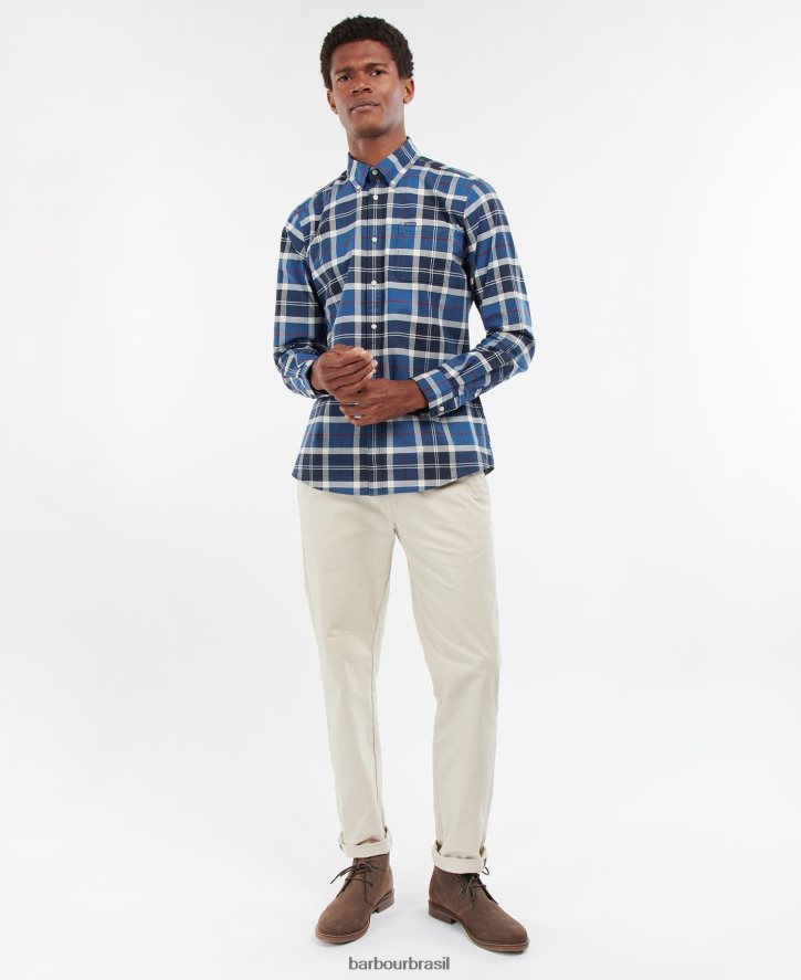 roupas Barbour camisa sob medida lewis marinha de verão homens NH4442427