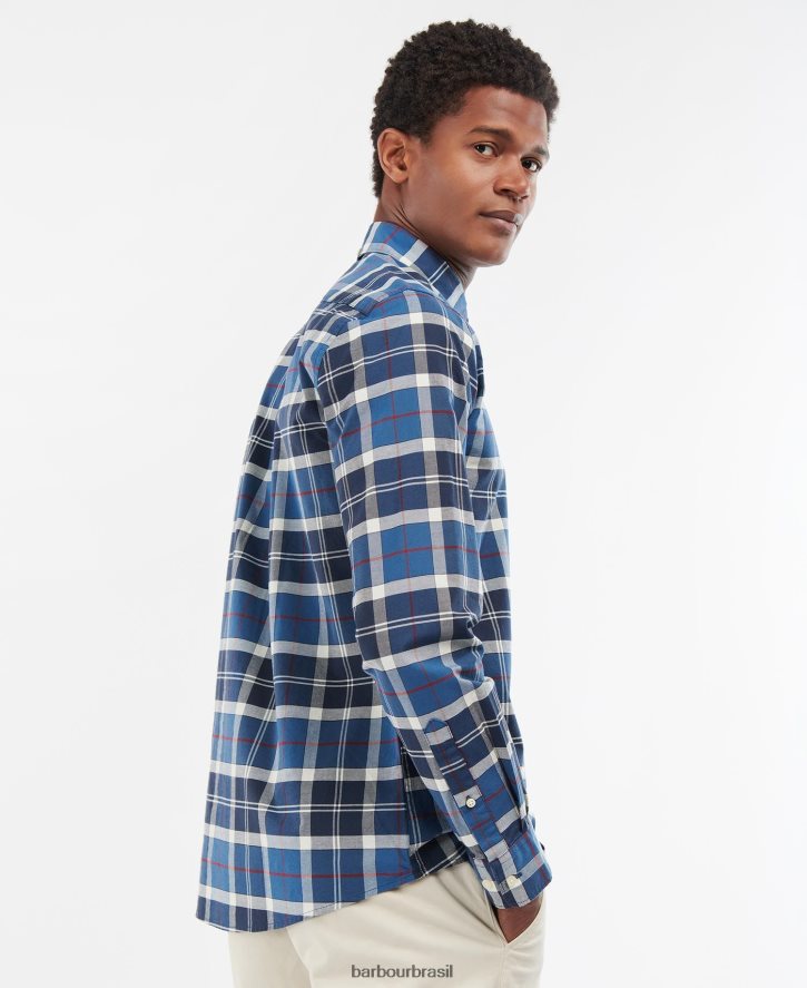 roupas Barbour camisa sob medida lewis marinha de verão homens NH4442427