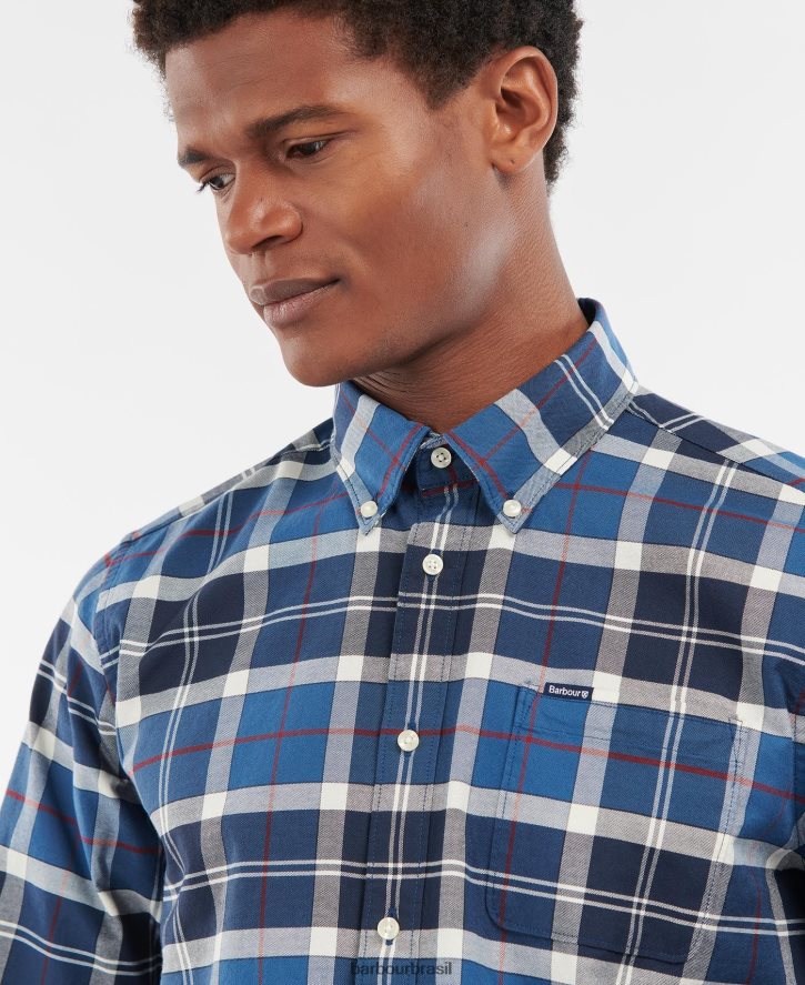 roupas Barbour camisa sob medida lewis marinha de verão homens NH4442427