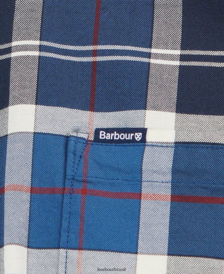 roupas Barbour camisa sob medida lewis marinha de verão homens NH4442427