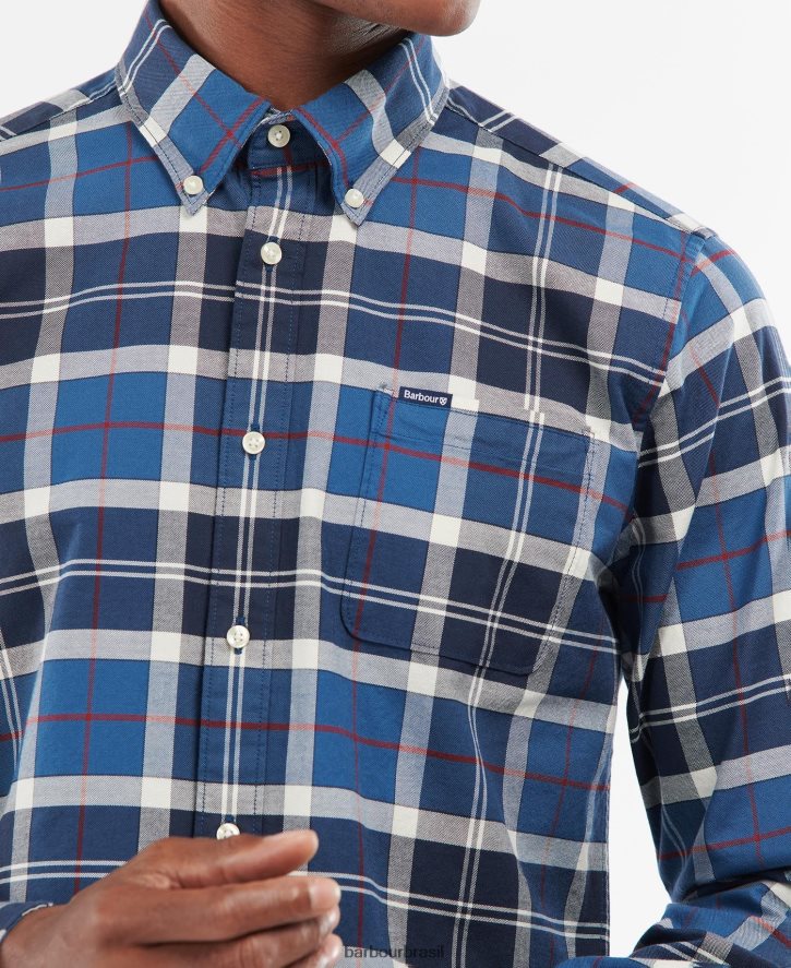 roupas Barbour camisa sob medida lewis marinha de verão homens NH4442427