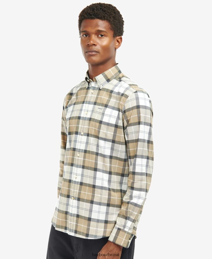 roupas Barbour camisa sob medida lewis tartan de areia homens NH4442416