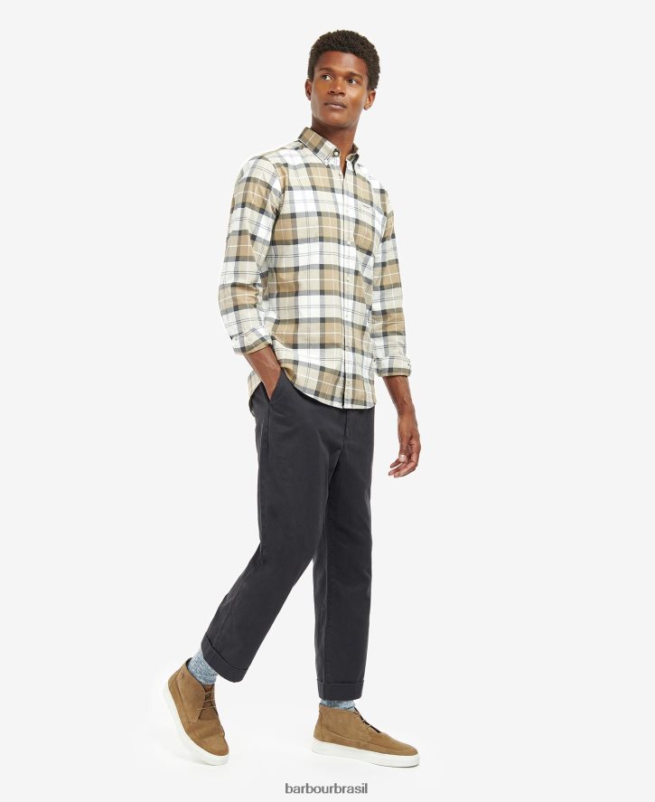 roupas Barbour camisa sob medida lewis tartan de areia homens NH4442416