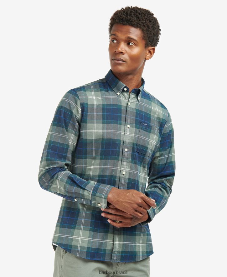 roupas Barbour camisa sob medida lewis tartan de areia homens NH4442417