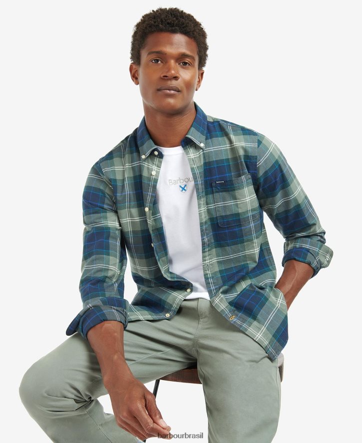 roupas Barbour camisa sob medida lewis tartan de areia homens NH4442417