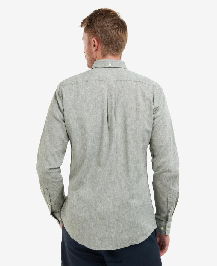 roupas Barbour camisa sob medida nelson azeitona branqueada homens NH4442299