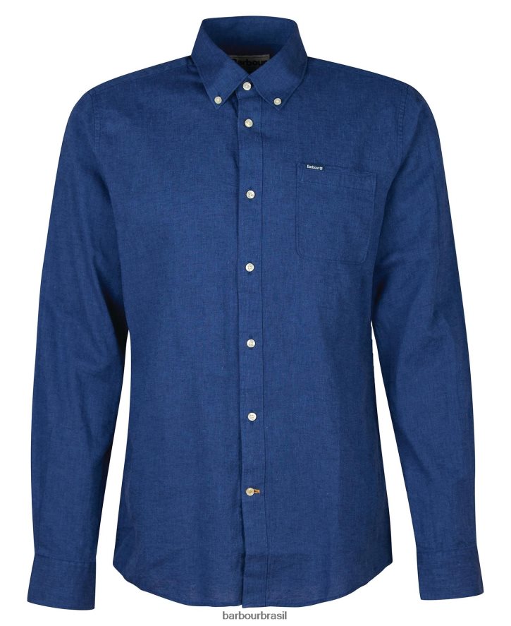roupas Barbour camisa sob medida nelson azeitona branqueada homens NH4442358