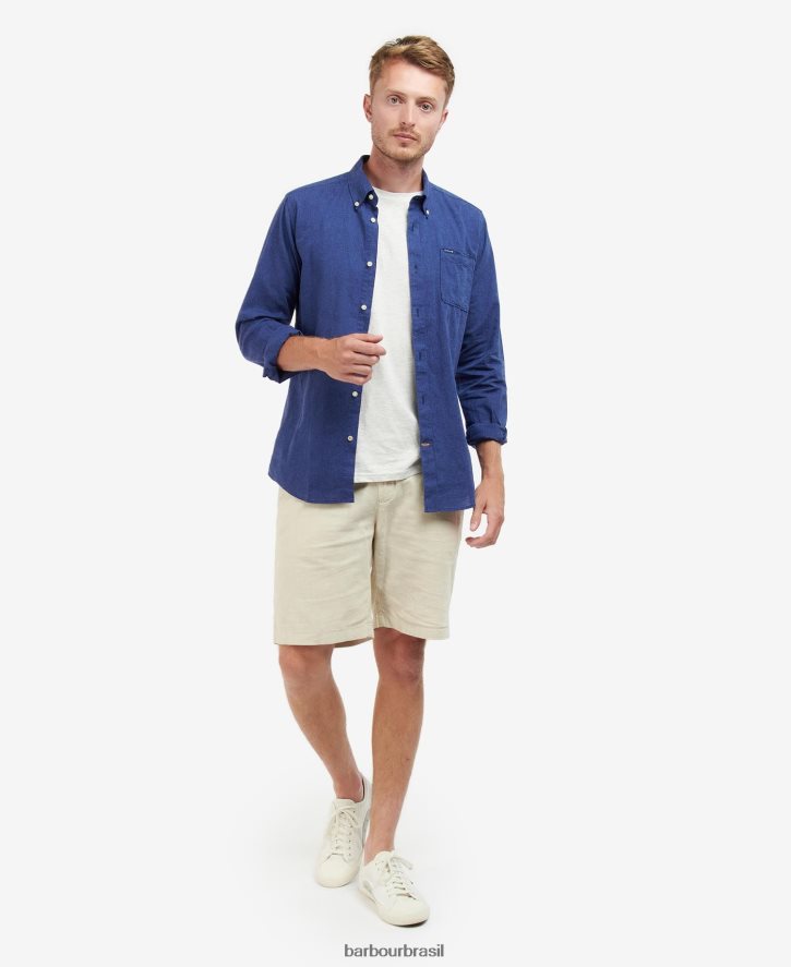 roupas Barbour camisa sob medida nelson azeitona branqueada homens NH4442358