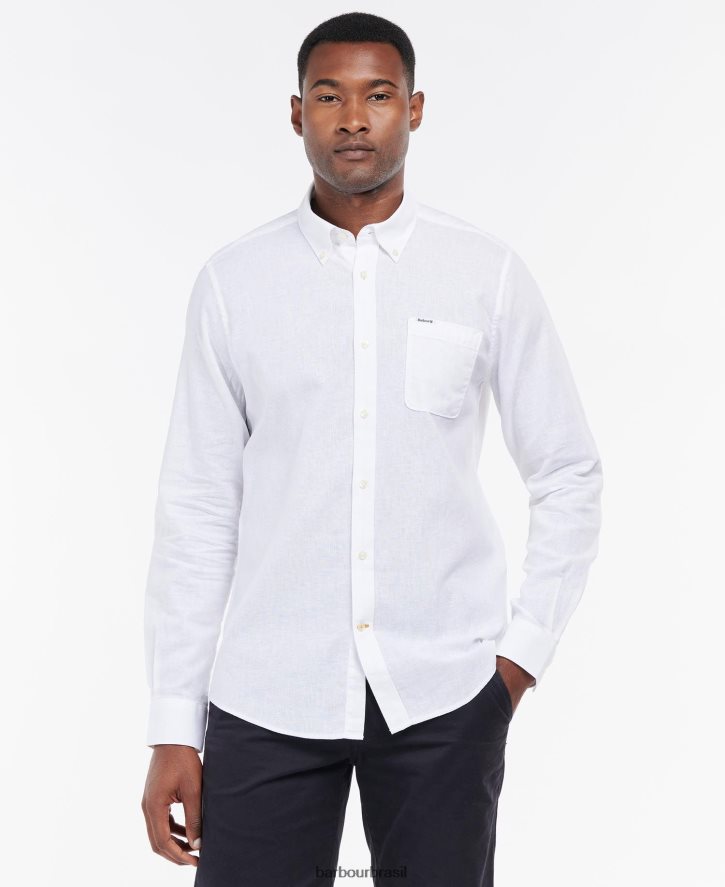 roupas Barbour camisa sob medida nelson branco homens NH4442327