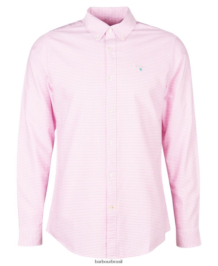 roupas Barbour camisa sob medida oxford guingão rosa clássico homens NH4442405