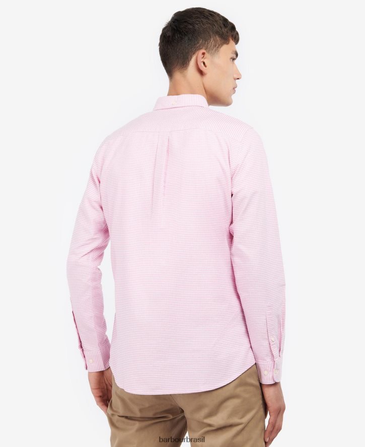 roupas Barbour camisa sob medida oxford guingão rosa clássico homens NH4442405