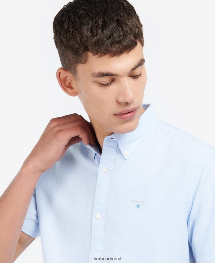 roupas Barbour camisa sob medida oxford manga curta céu homens NH4442324
