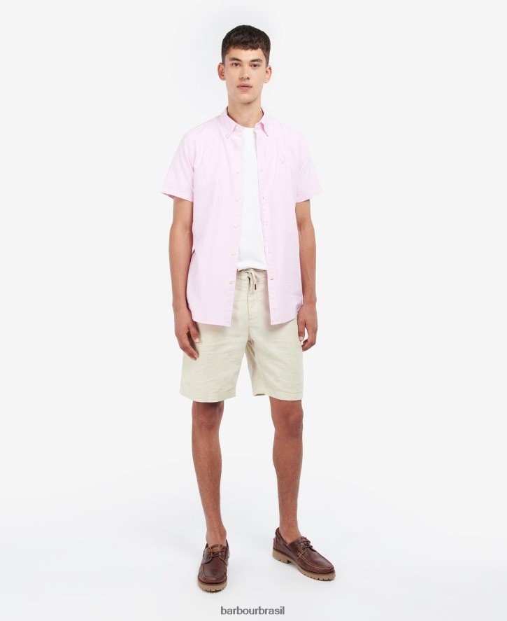 roupas Barbour camisa sob medida oxford manga curta céu homens NH4442361