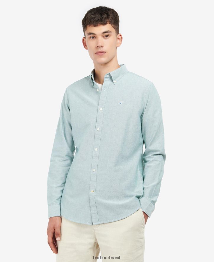 roupas Barbour camisa sob medida oxford rosa clássico homens NH4442309