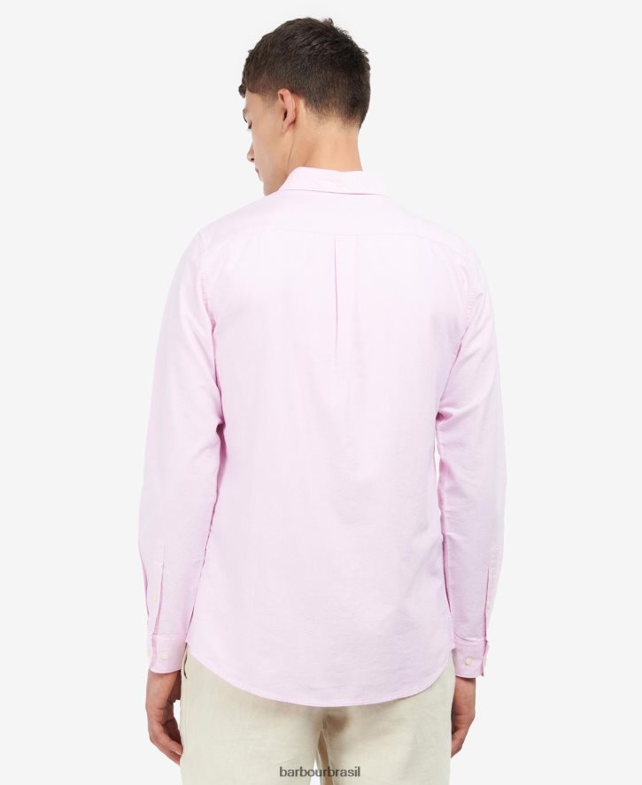 roupas Barbour camisa sob medida oxford rosa clássico homens NH4442357