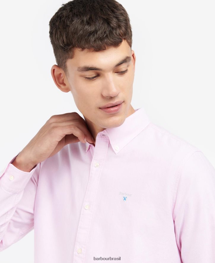 roupas Barbour camisa sob medida oxford rosa clássico homens NH4442357