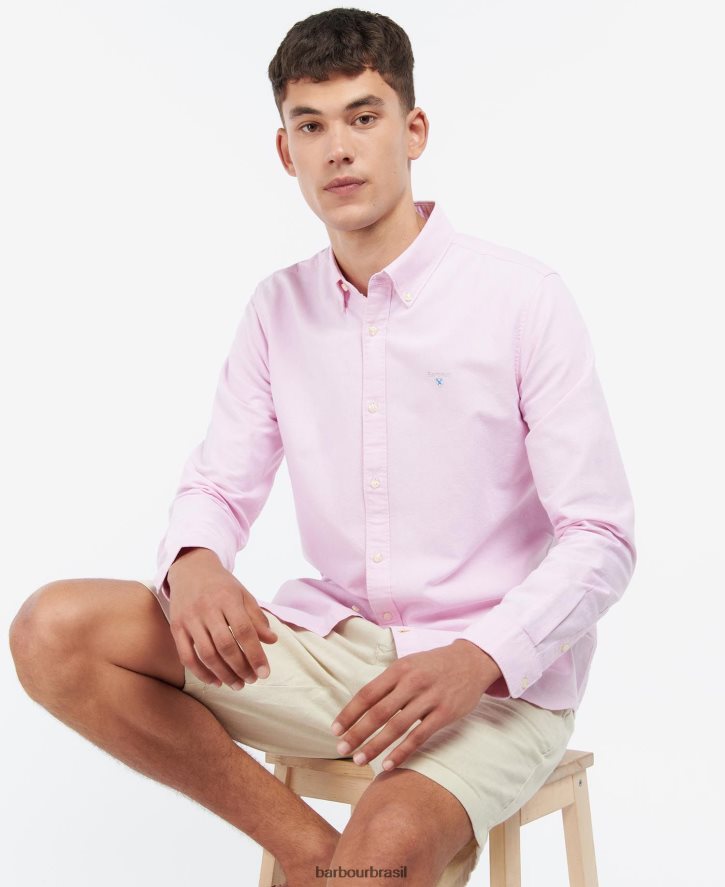 roupas Barbour camisa sob medida oxford rosa clássico homens NH4442357