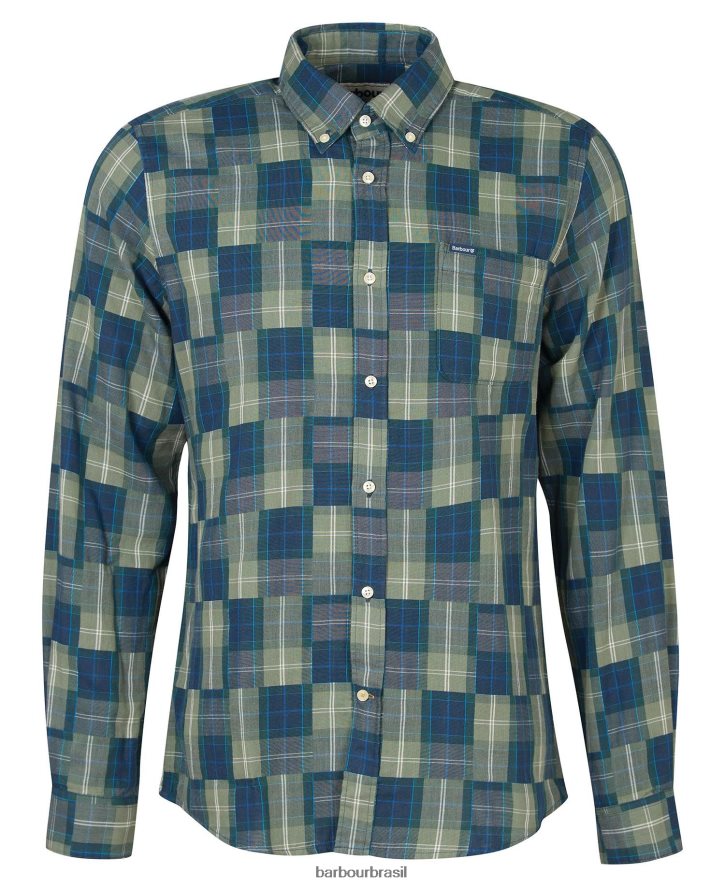 roupas Barbour camisa sob medida patch tartan areia amble homens NH4442459